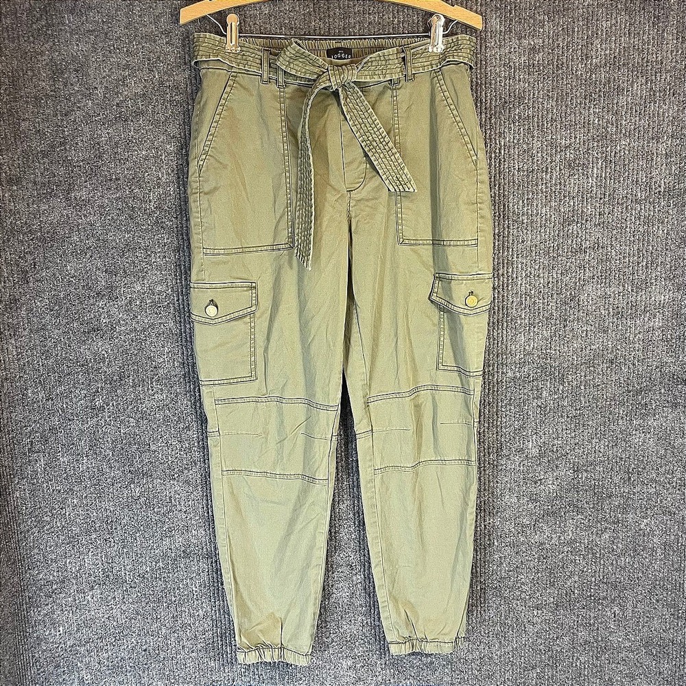 White House Black Market Jogger Pants Womens 4 Olive Green Cargo Belted Casual
